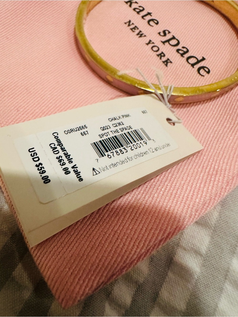 kate spade Light Pink and Gold Spade Accent Bangle - Picture 3 of 7